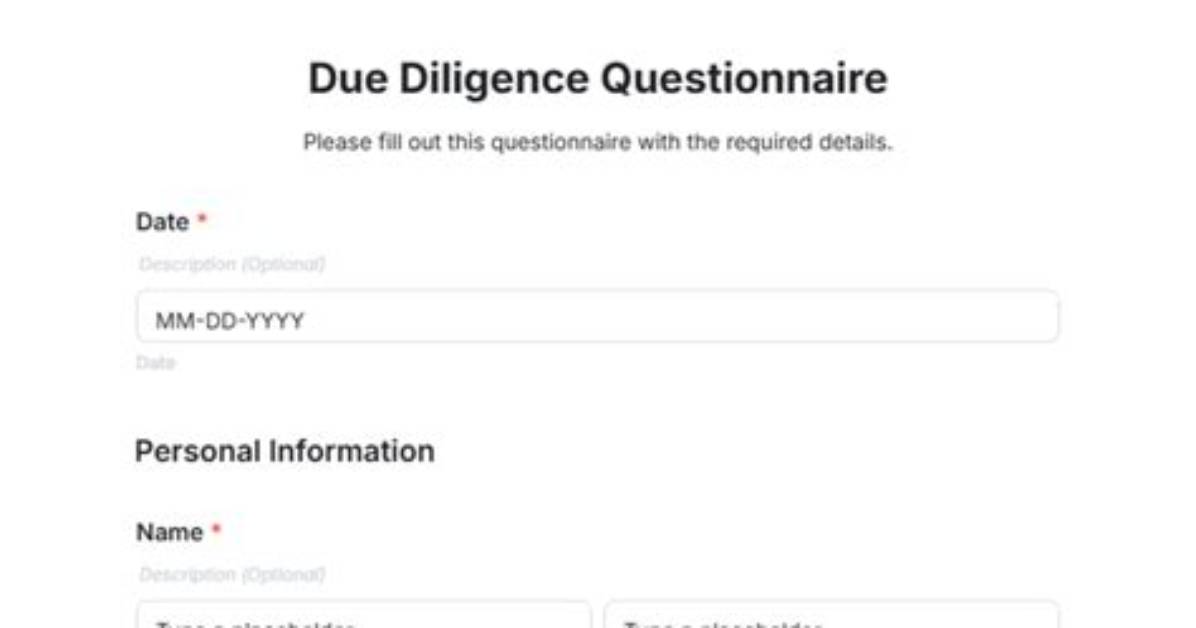 For Due Diligence Questionnaire?