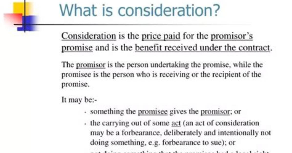 For Sb's Consideration Meaning?