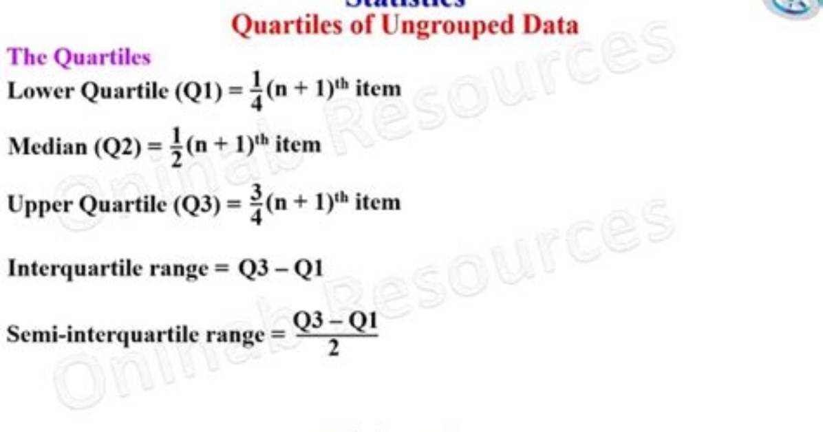 Formula for Quartile Ungrouped Data?