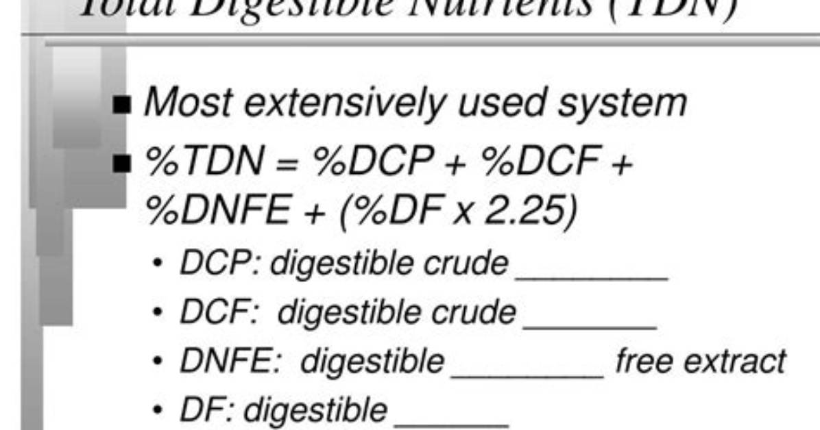 Formula for Total Digestible Nutrients?