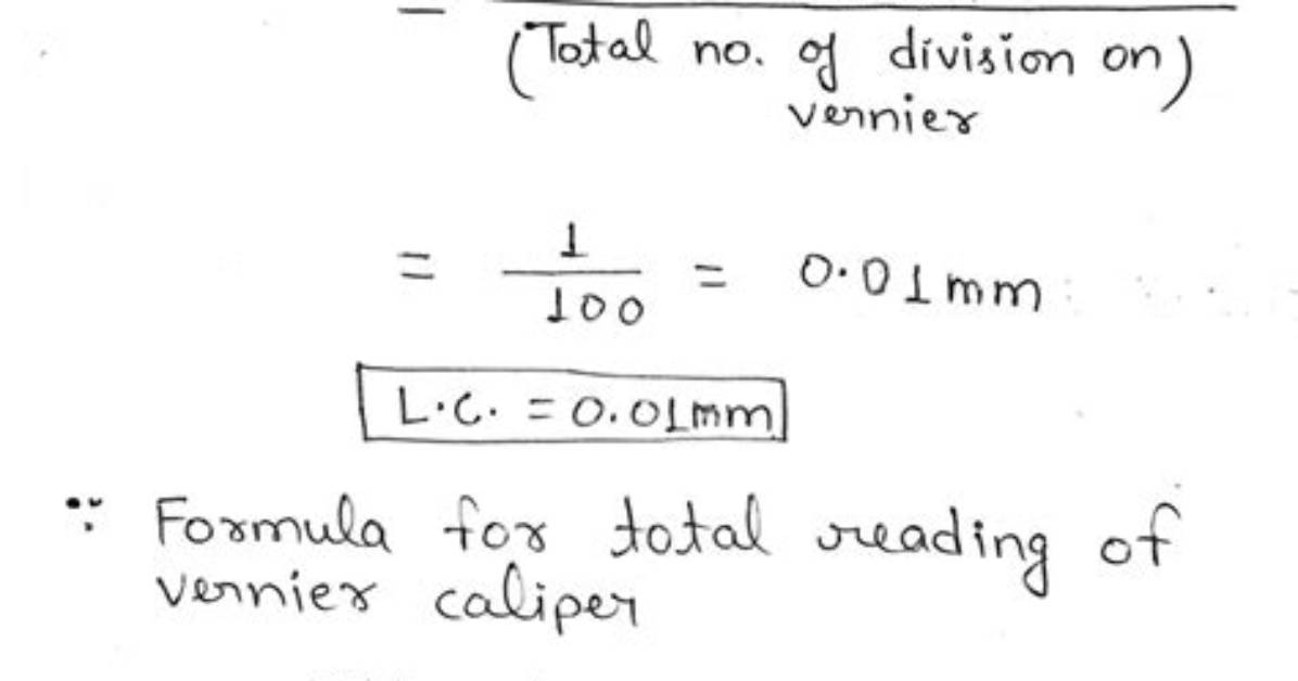 Formula for Vernier Caliper?