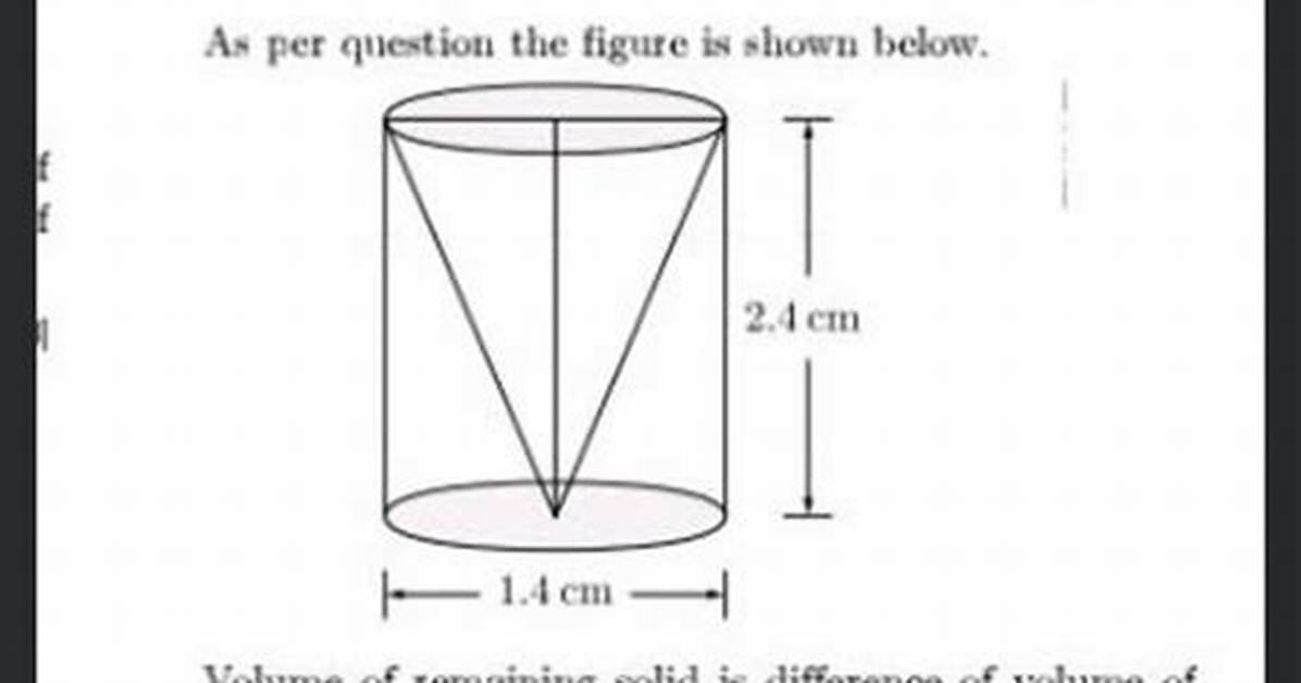 From a Solid Cylinder Whose Height Is 2.4 Cm and Diameter 1.4 Cm, a Conical Cavity of the Same Height and Same Diameter Is Hollowed Out. Find the Total Surface Area of the Remaining Solid to the Nearest Cm².