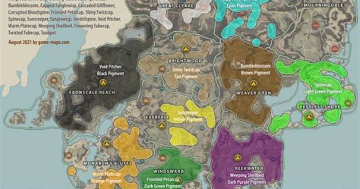 Fungi (Pigments) Location Map in New World