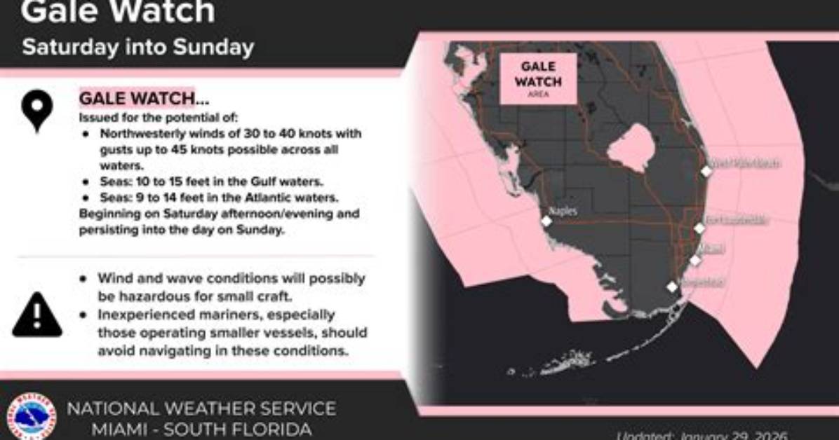 Gale Watch Issued for South Florida