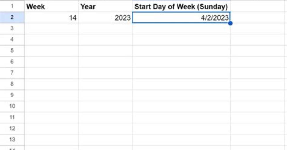 Get Date from Week Number in Google Sheets
