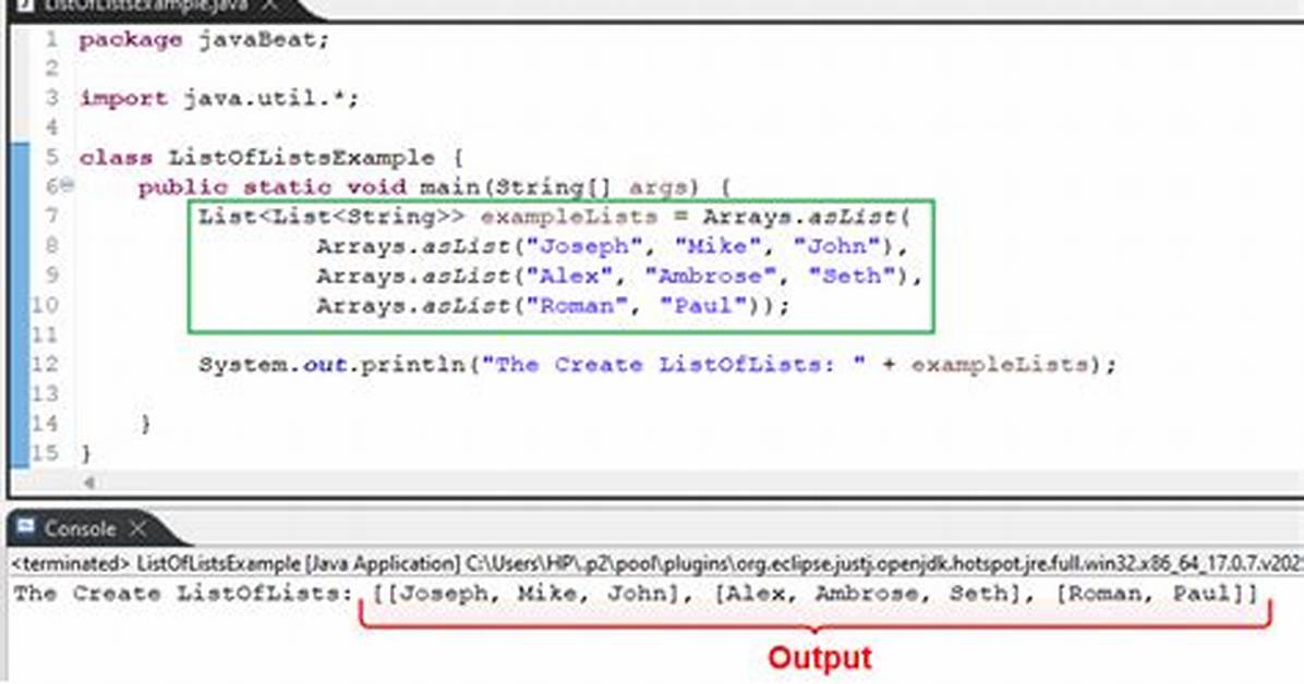 Get List from Lists in Java?