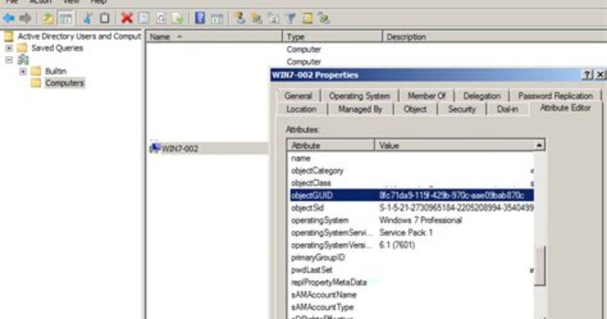 Get objectGUID and objectSid for Active Directory User