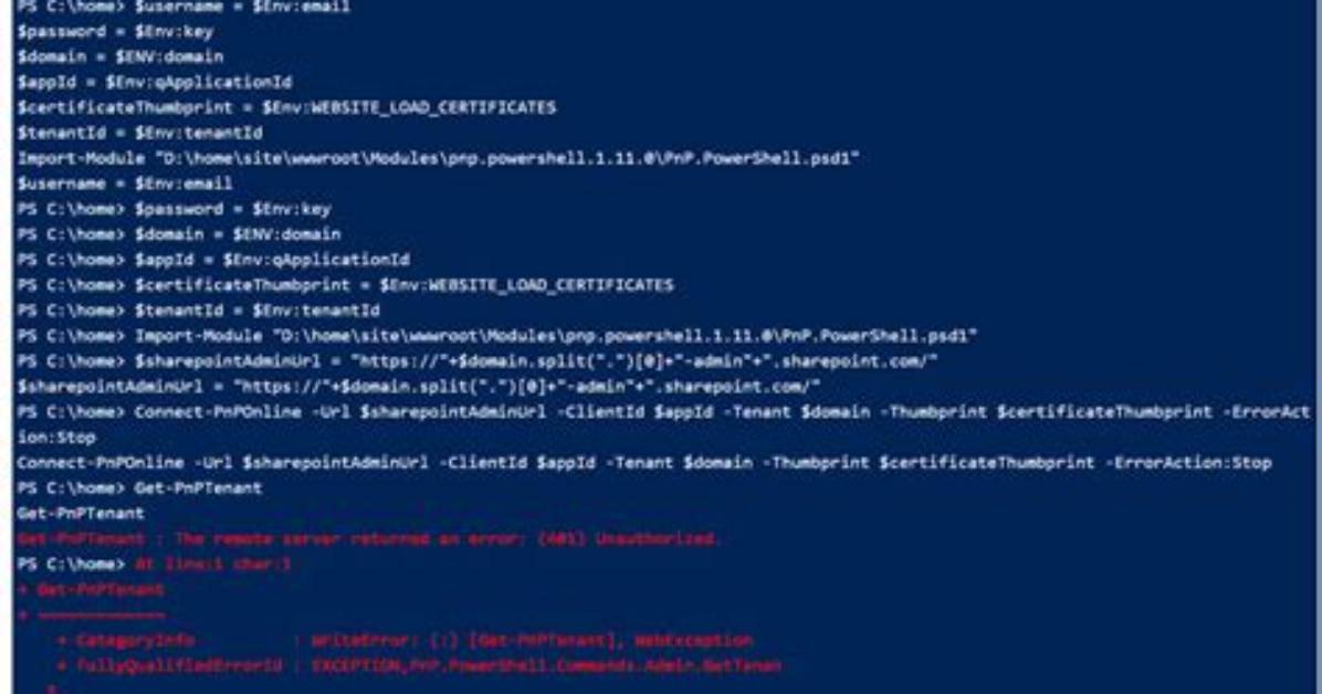 Get-Pnptenant Is Throwing Unauthorized Error