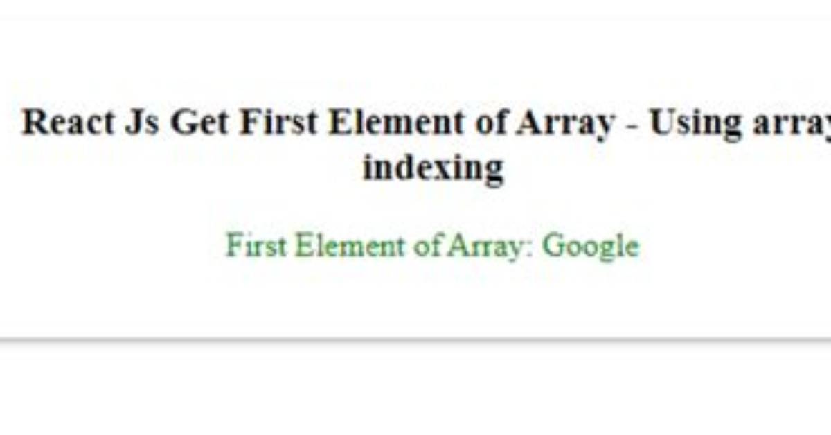 Get the First Element of an Array