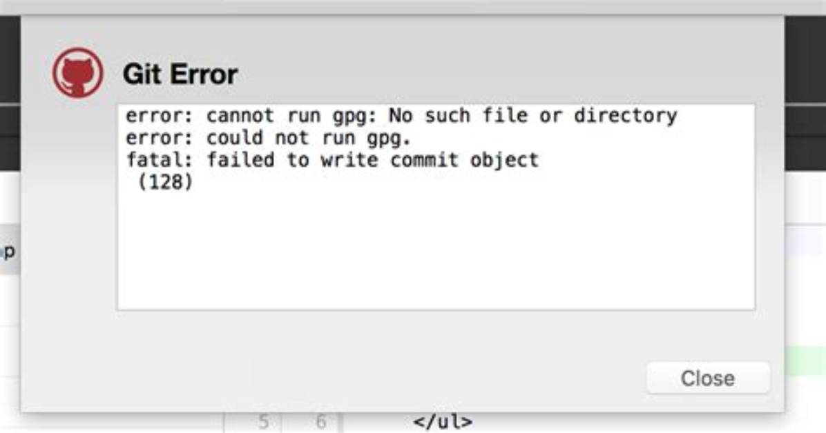 Git Hub Desktop on Mac, Error: Cannot Run Gpg: No Such File or Directory