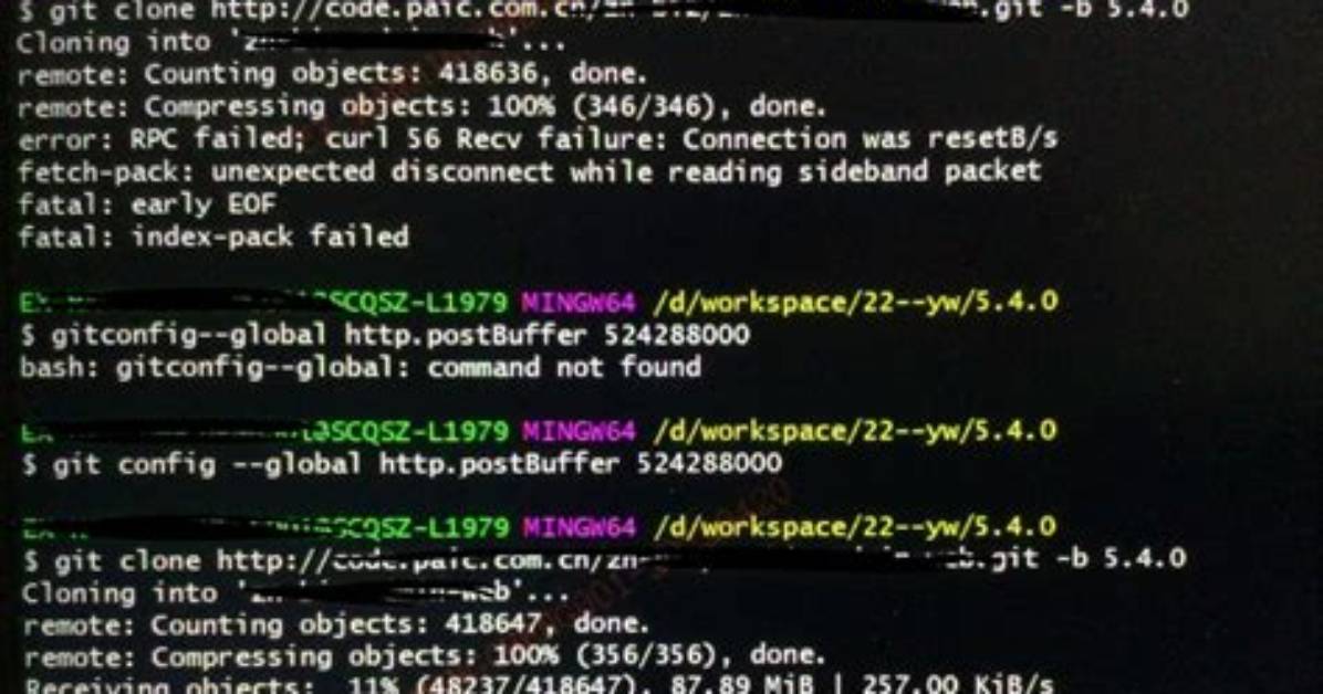 Git Push Fails: Rpc Failed; Result=22, Http Code = 411