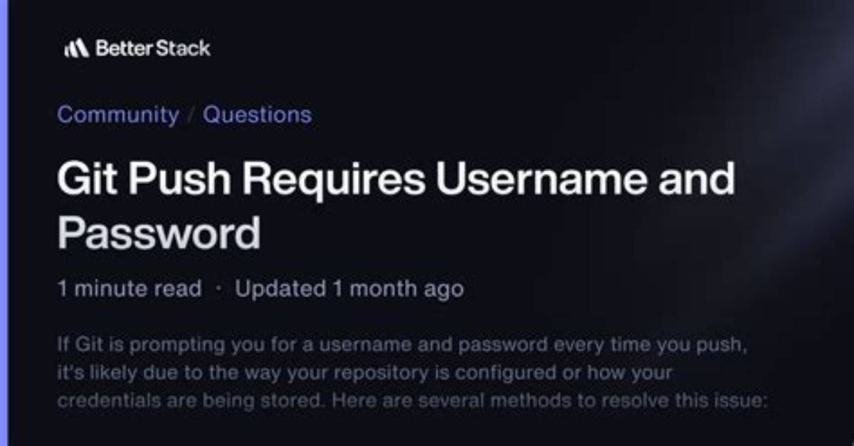 Git Push Requires Username and Password