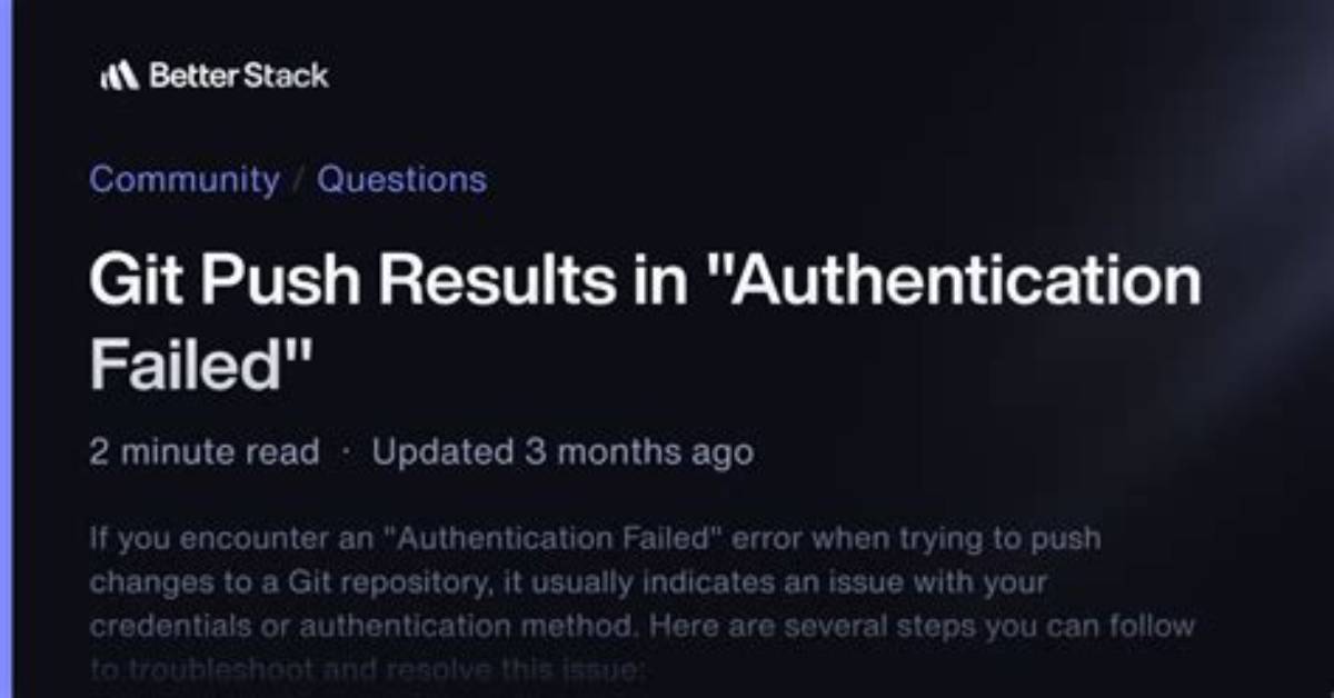 Git Push Results in "Authentication Failed"