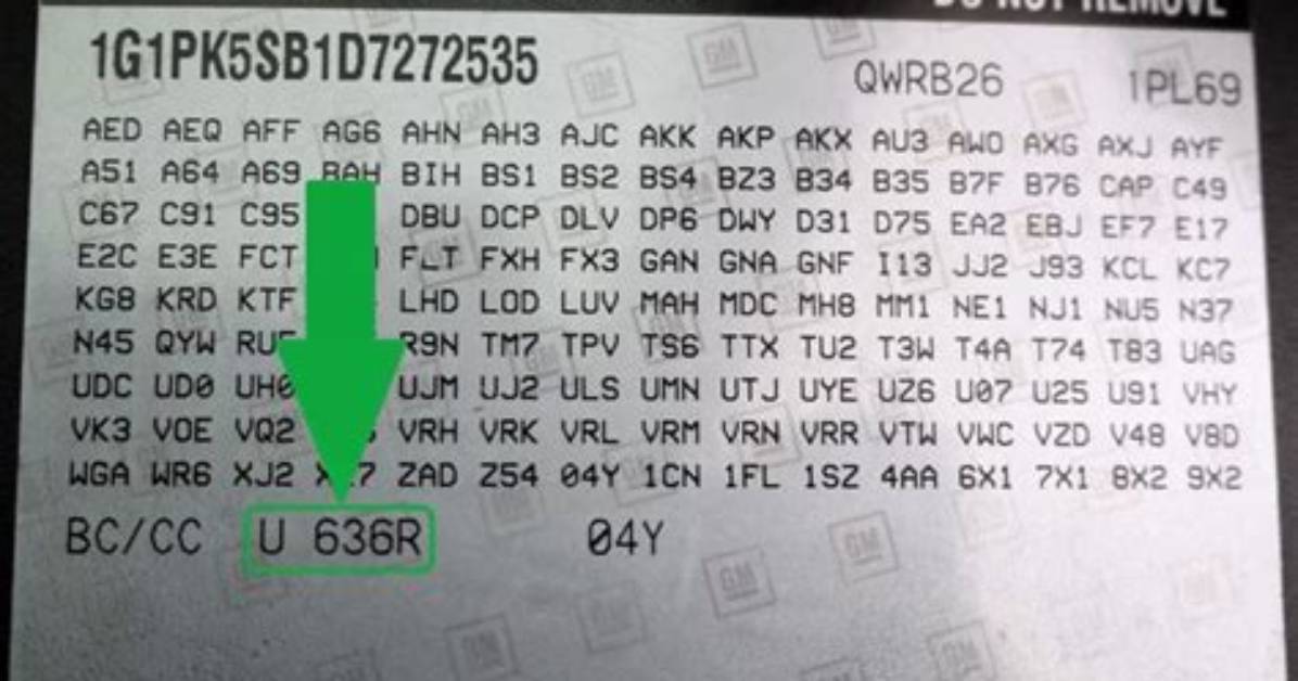 Gm Paint Code Location
