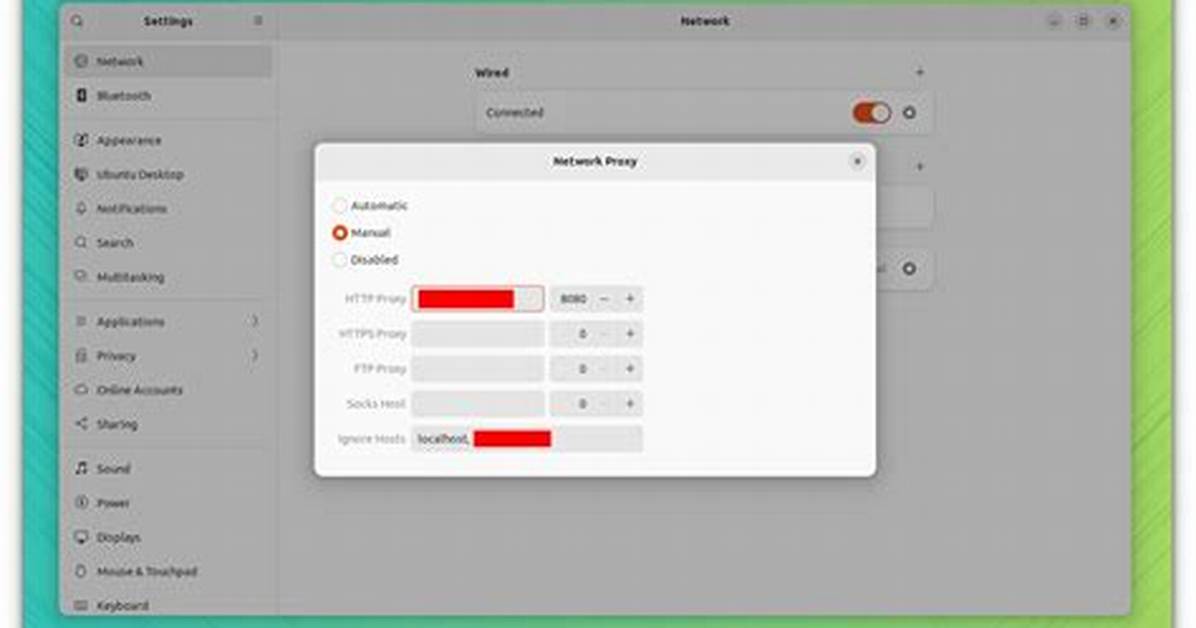 Gnome 3 Proxy Settings