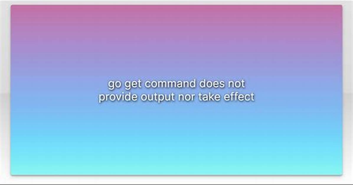 Go Get Command Does Not Provide Output nor Take Effect