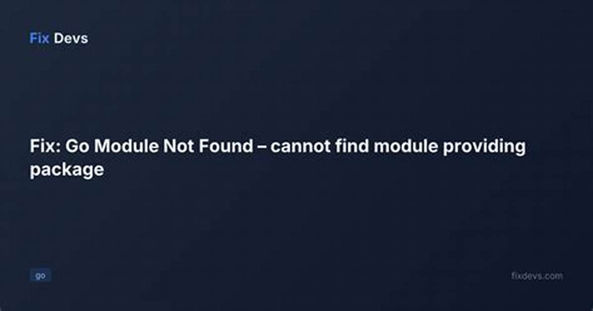 Go Mod: Cannot Find Module Providing Package