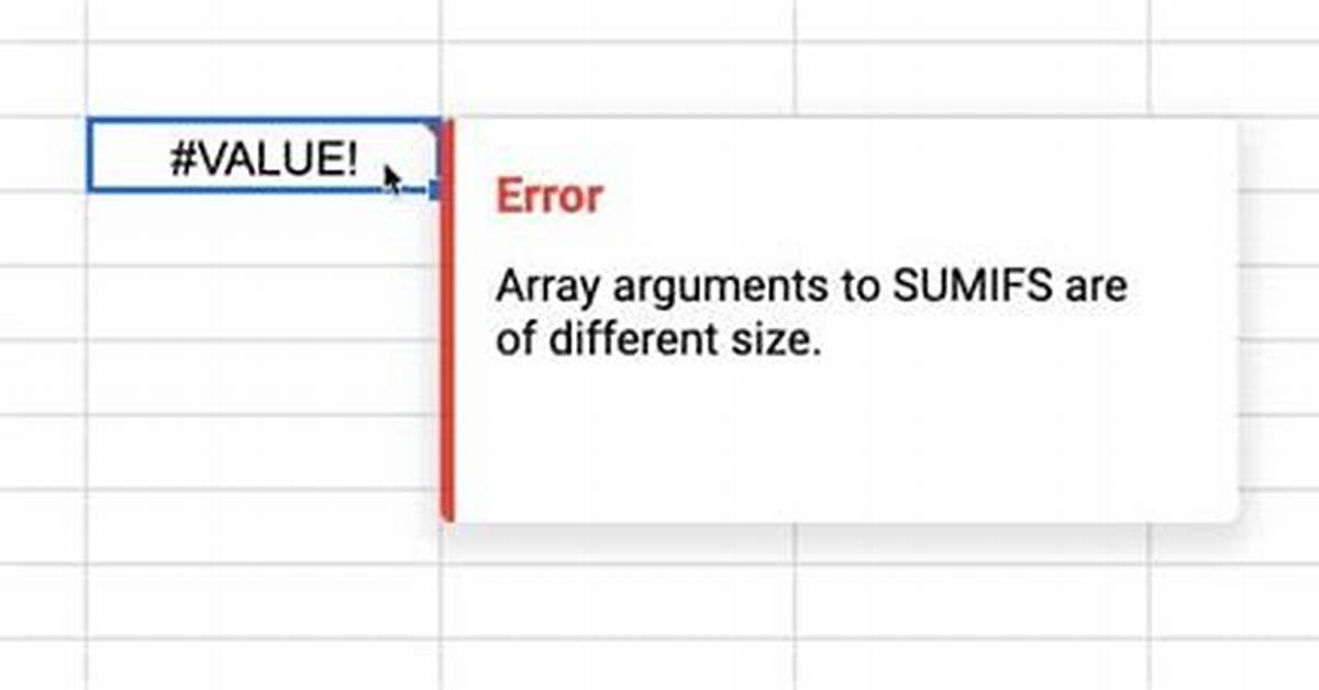 Google Sheets Error "Array Arguments to Sumifs Are of Different Size"