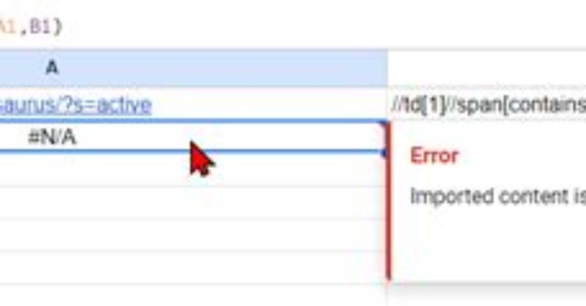 Googles Importxml Returns "Imported Content Is Empty" Error