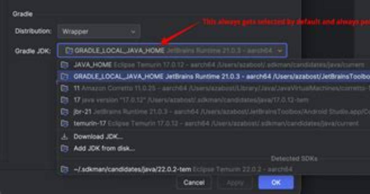 Gradle Java_Home Is Set to an Invalid Directory