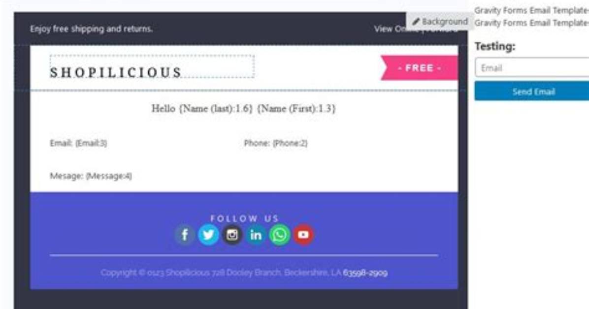 Gravity Forms Email Template
