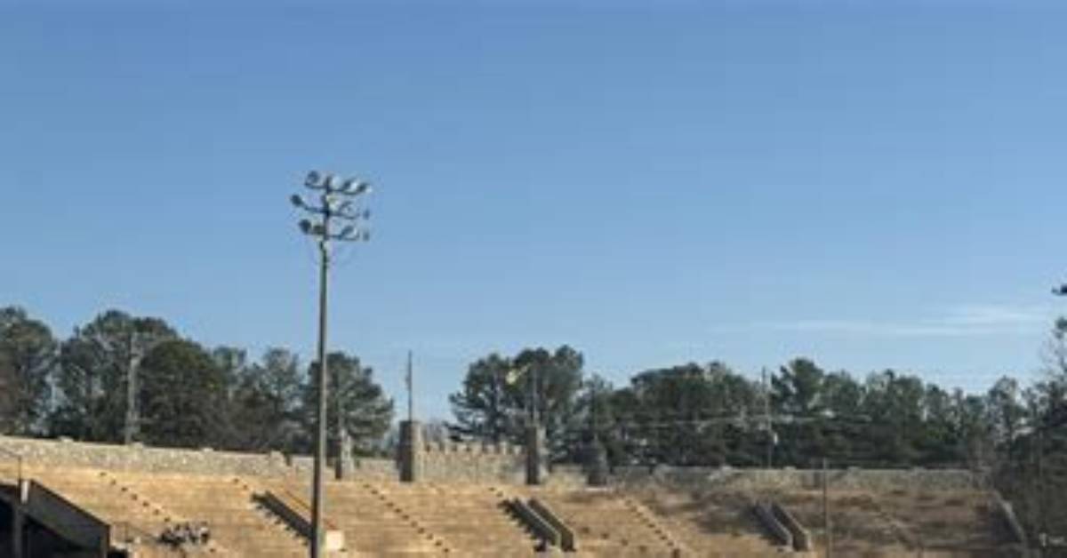 Gray Wall Hides Oglethorpe Stadium