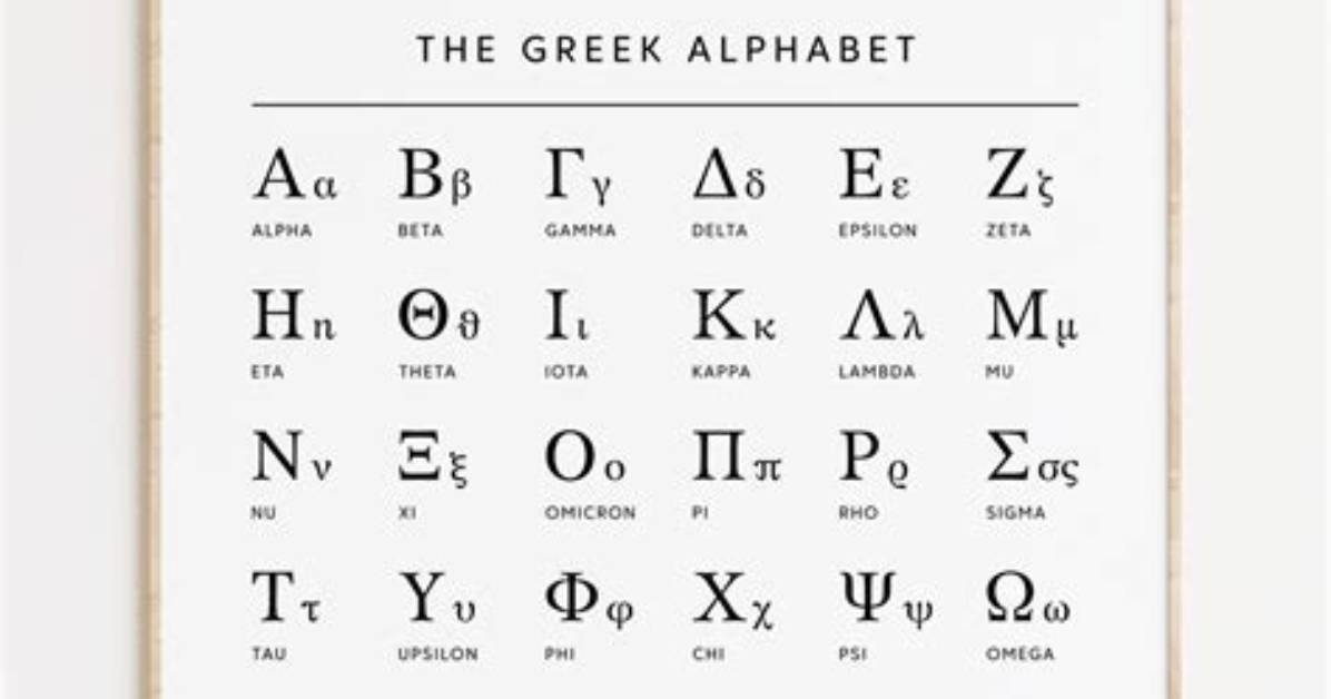 Greek Alphabet, Capital Letters — Printable Worksheet