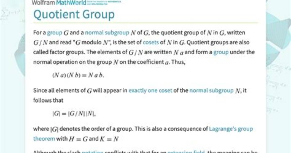 Group Theory - Quotient Group Notation?