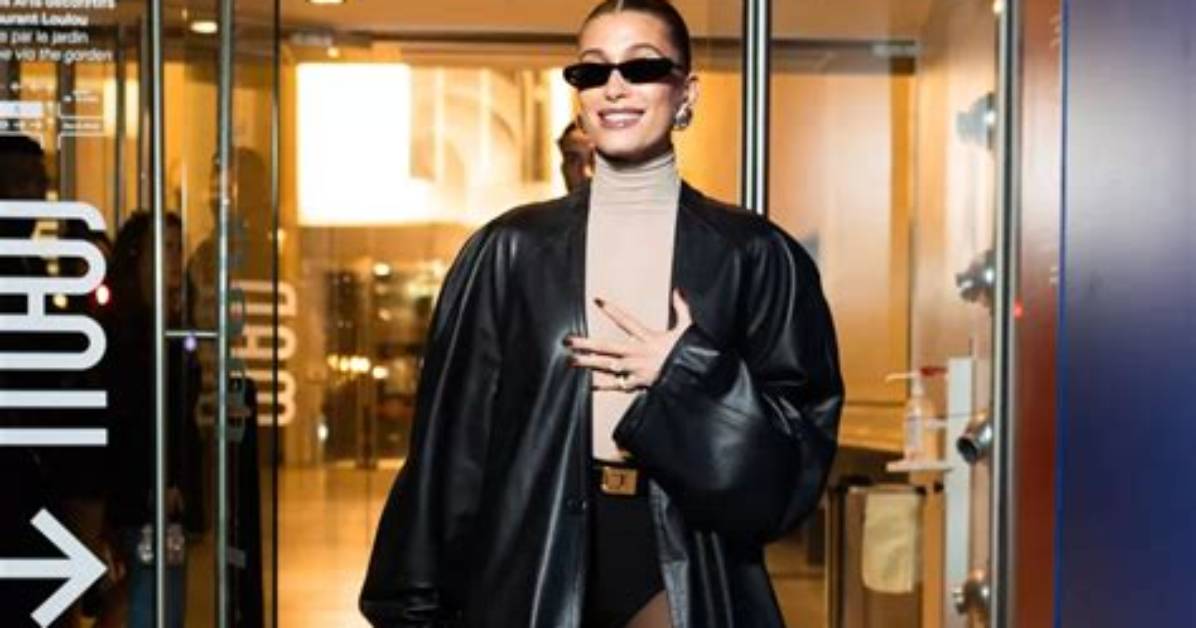 Hailey Bieber Went Full ‘Matrix’ with No Pants and a Sweeping Leather Trench Coat