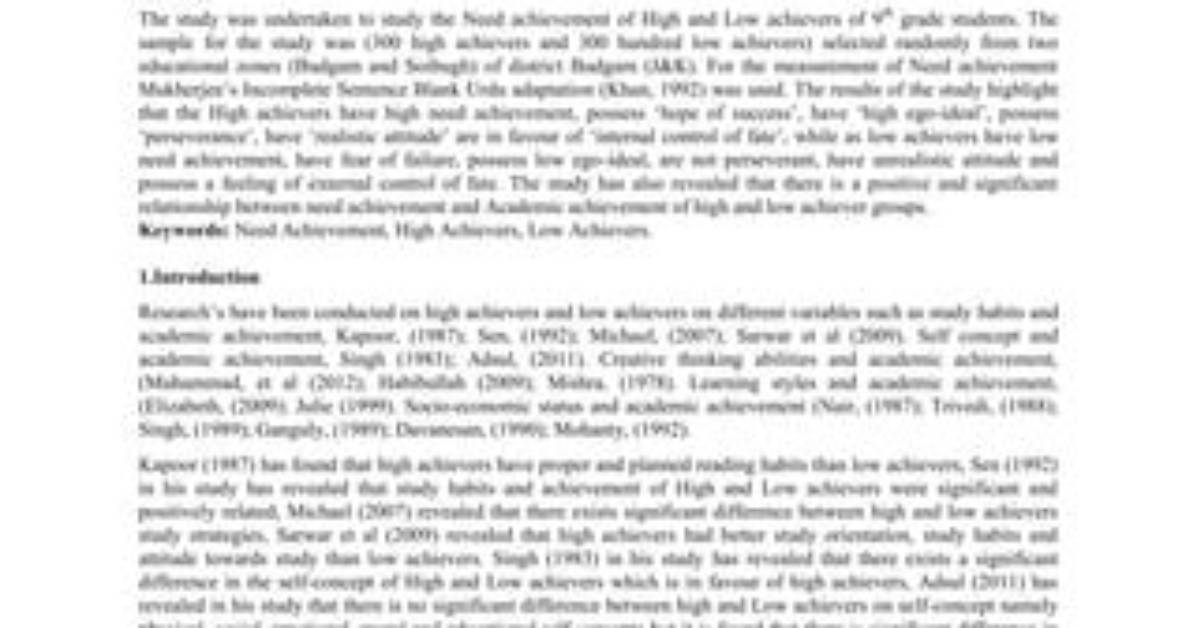 Has a High Need for Achievement?
