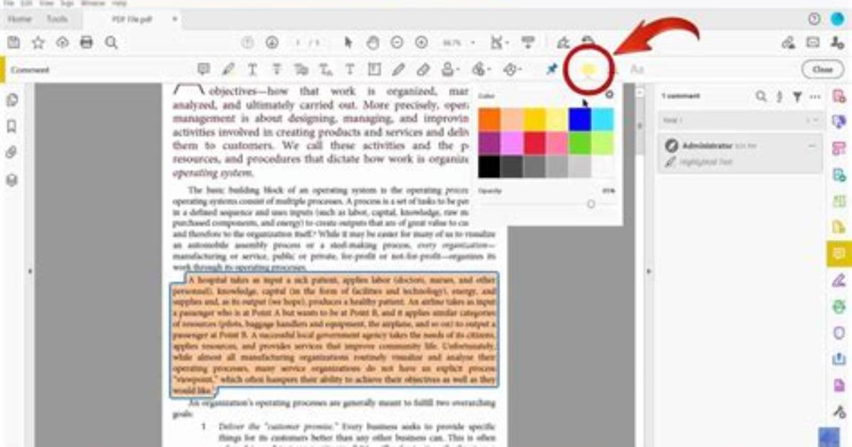 Highlight Without Comments in Adobe Acrobat Pro Dc
