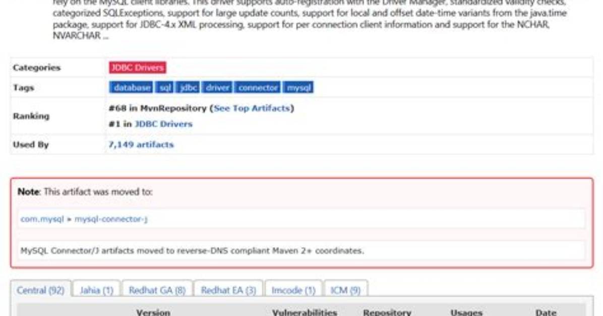 How Can I Obtain Mysql Connector Java Maven Dependency