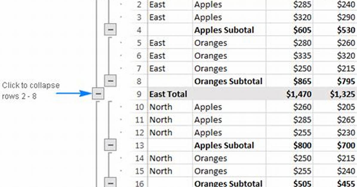 How Collapse Rows in Excel?