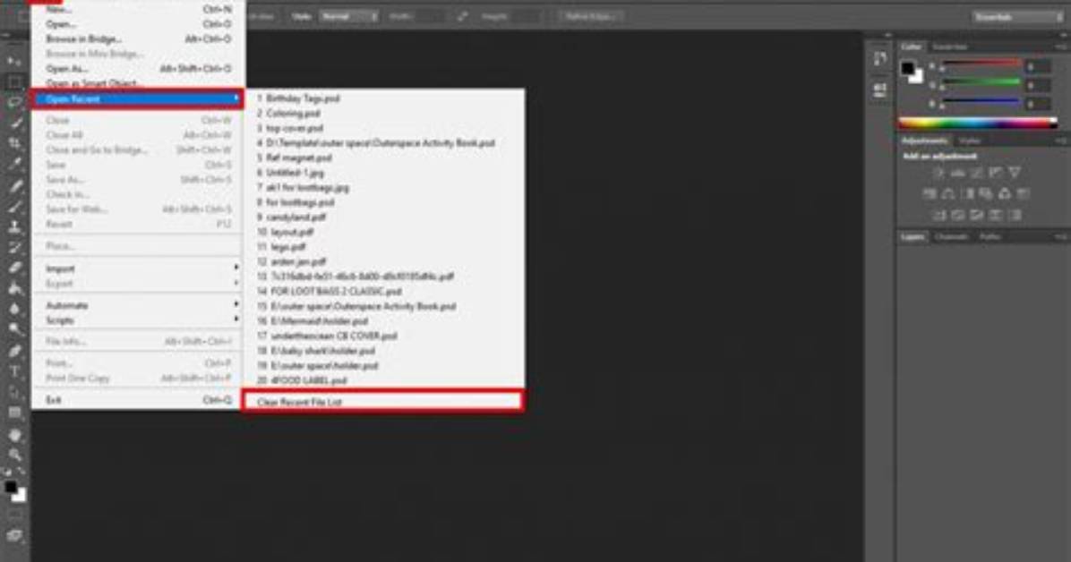 How Do I Delete Recent Projects in Photoshop?