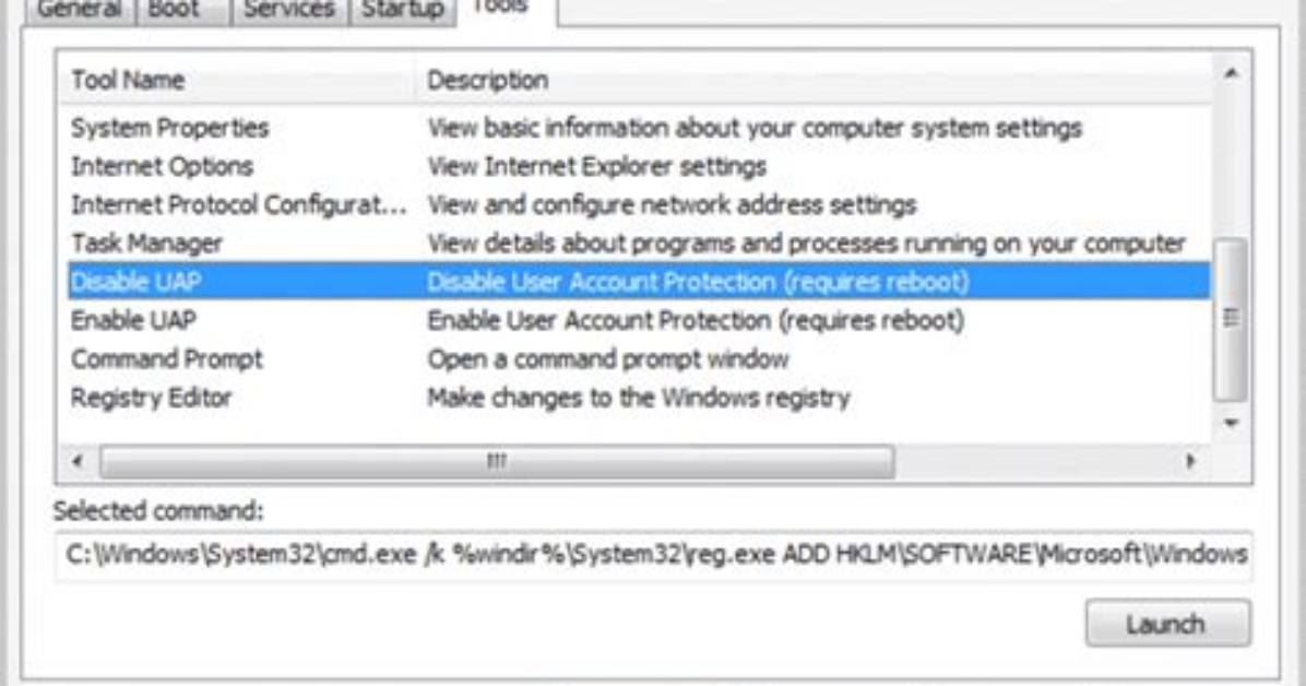 How Do I Disable Uac in Msconfig Windows 7?