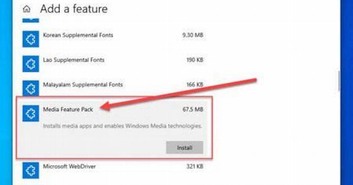 How Do I Enable Media Feature Pack in Windows 10?