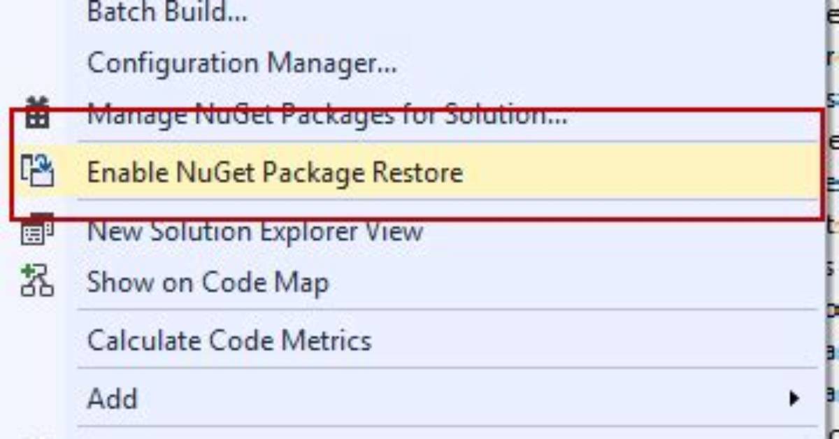 How Do I Enable Nuget Package Restore in Visual Studio?