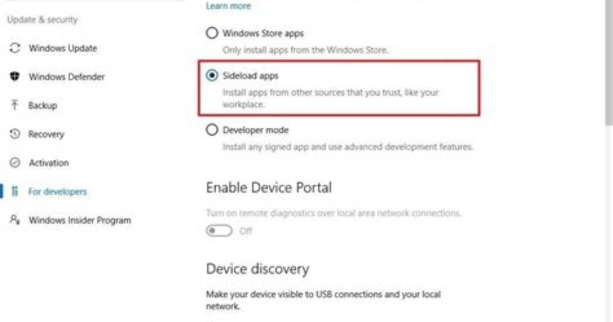 How Do I Enable Sideload Apps in Windows 10?