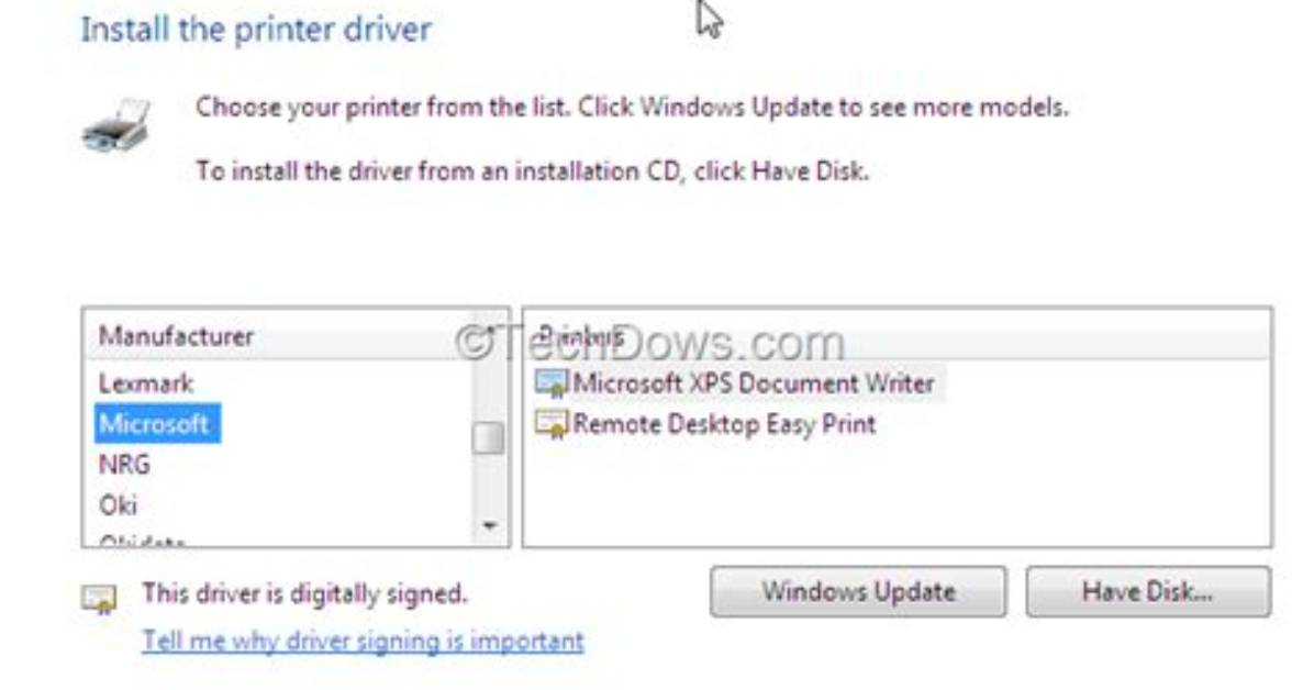 How Do I Install an Xps Printer in Windows 7?