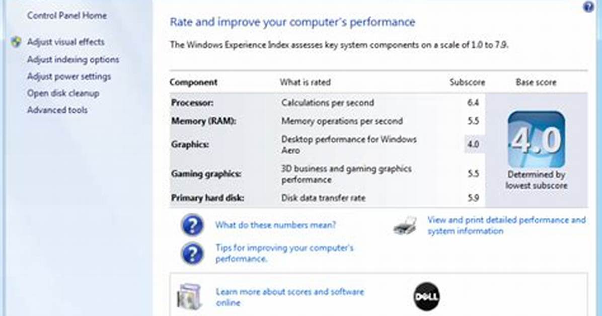 How Do I Open Windows Experience Index in Windows 10?