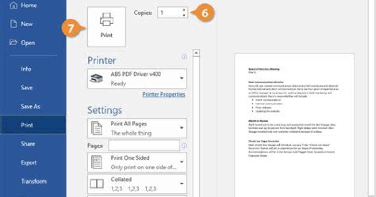 How Do I Print a Word Document in Windows 10?