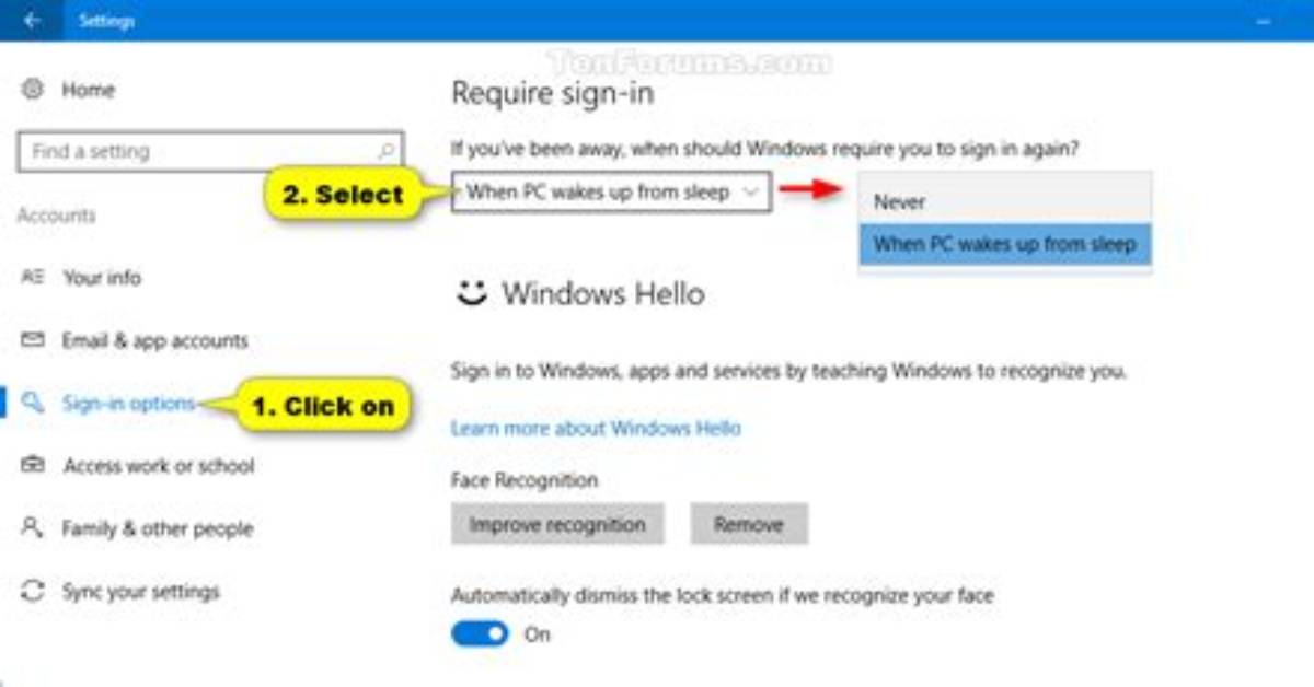 How Do I Require a User to Login Before Resuming Windows 10?