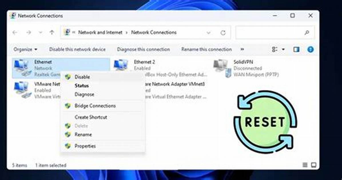 How Do I Reset My Ethernet Adapter Windows 7?