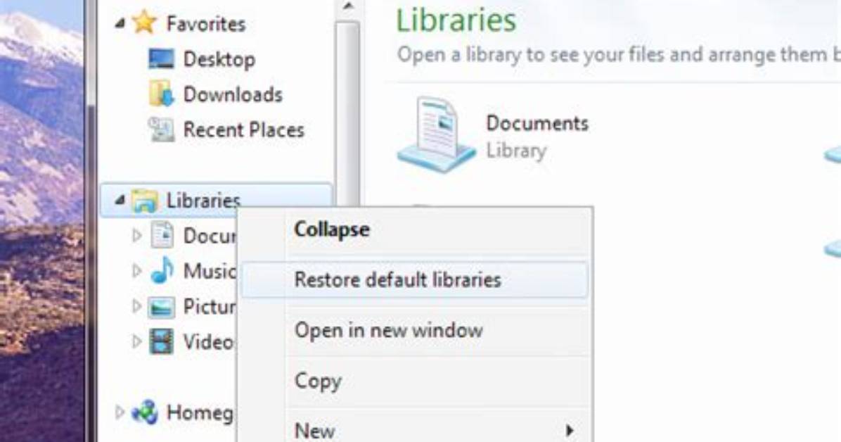 How Do I Restore Default Library in Windows 10?