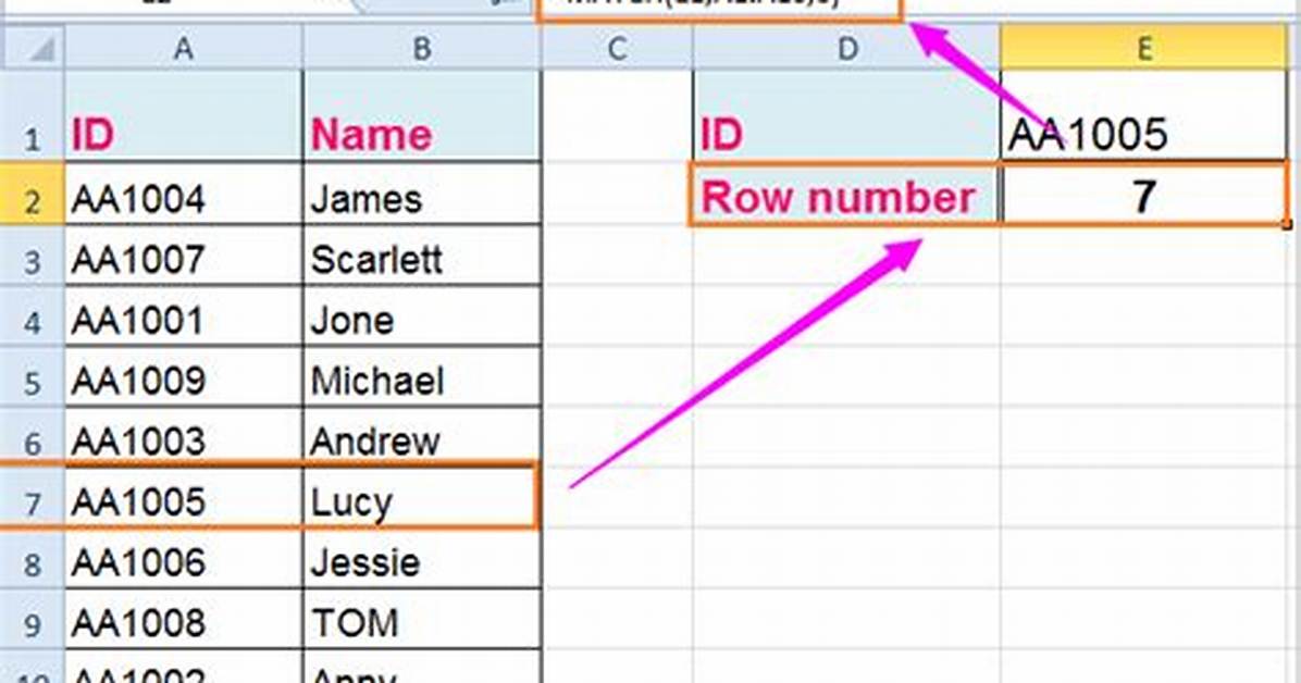How Do I Return a Row Number in Vlookup