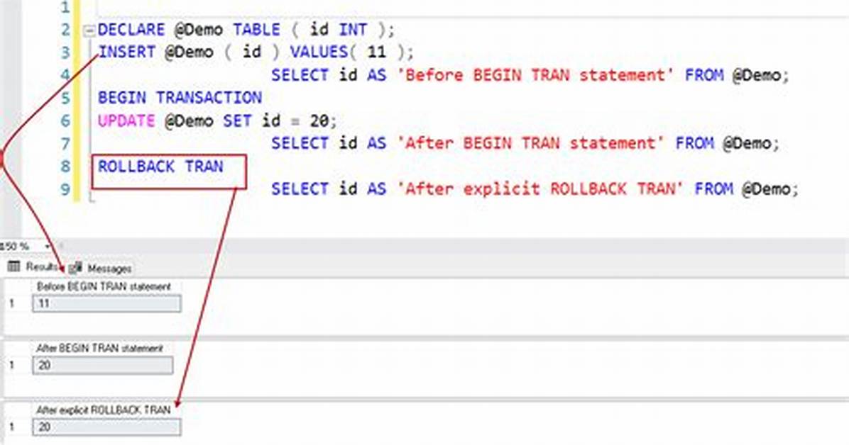 How Do I Rollback Sql After Update?