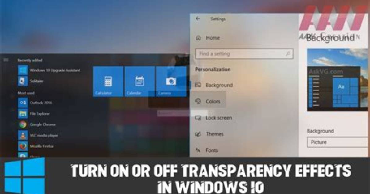 How Do I Turn off Transparency in Windows 10?