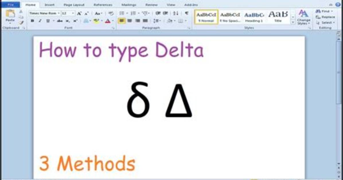 How Do I Type a Delta Symbol?