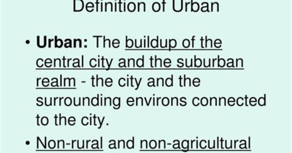 How Do You Define Urban?