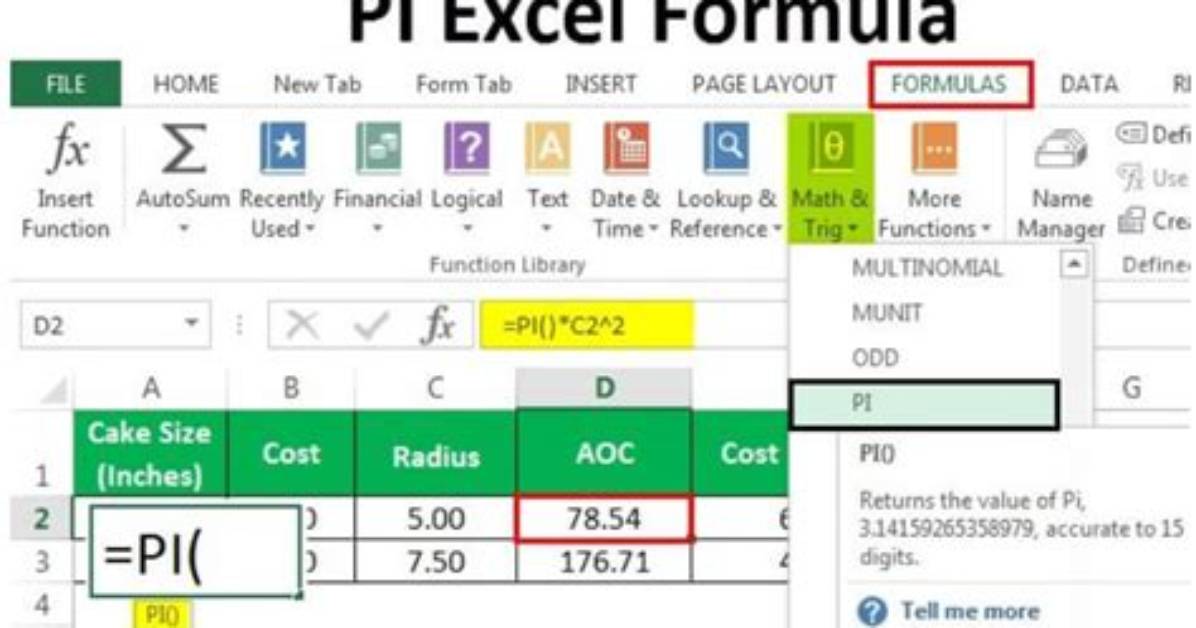 How Do You Use Pi in Excel Formulas?